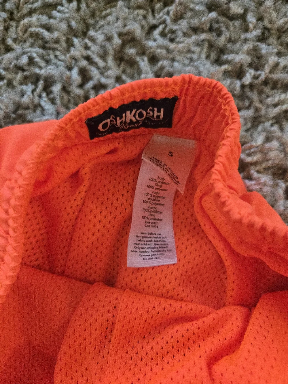 NWOT OshKosh B'gosh Neon Orange Windbreaker Jogger Pants